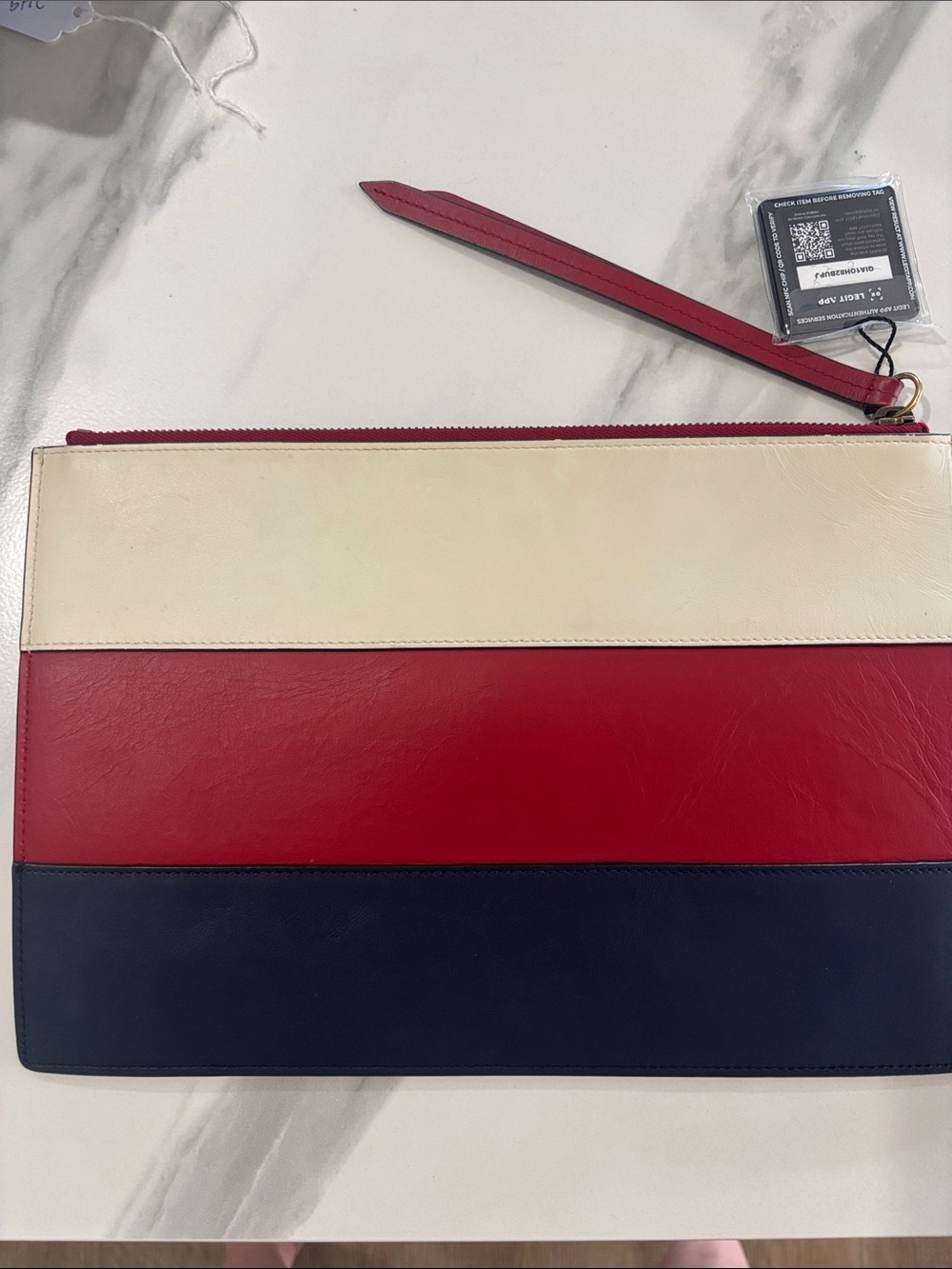 Gucci Queen Margaret Bee Stripe Leather Clutch - Picture 4 of 6